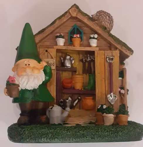 Garden Greatness Wilf's Shed Gnome Cave Garden Ornament in Brown and Multicolour