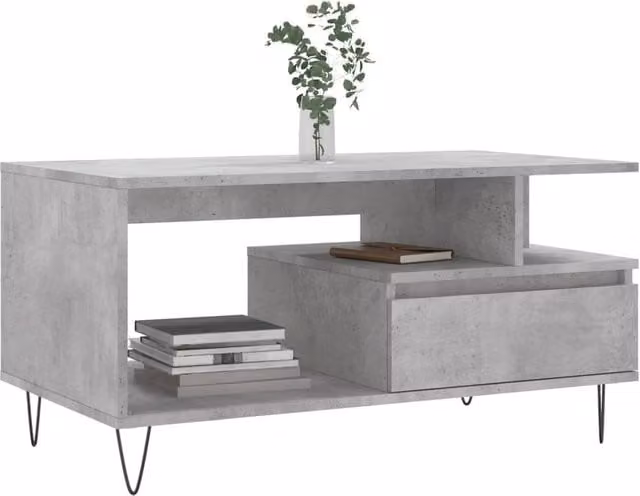 Berkfield Home Modern Rectangular Coffee Table in Concrete Grey, W/D/H: 90 x 49 x 45 cm – 1