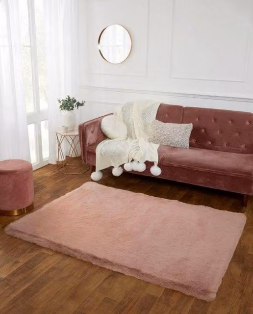 The Linen Consultancy TLC 5 Star Hotel Concept Super Luxe Faux Fur Blush Pillow in Light Pink, W: 80 cm, L: 150 cm