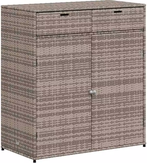 Berkfield Home Garden Grey Poly Rattan Storage Cabinet W/D/H: 105 x 55 x 113 cm