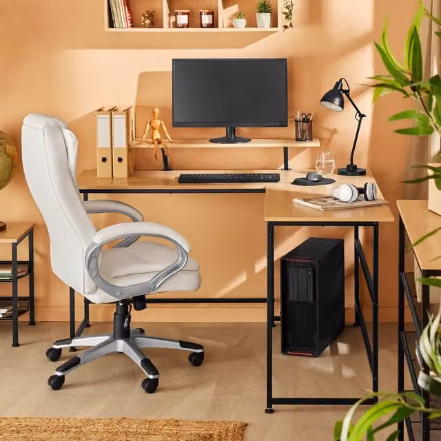 tectake Melrose Industrial Corner Desk in Oak and Black