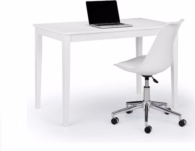 Julian Bowen White Lacquered Rubberwood Desk and Matching Office Chair Set