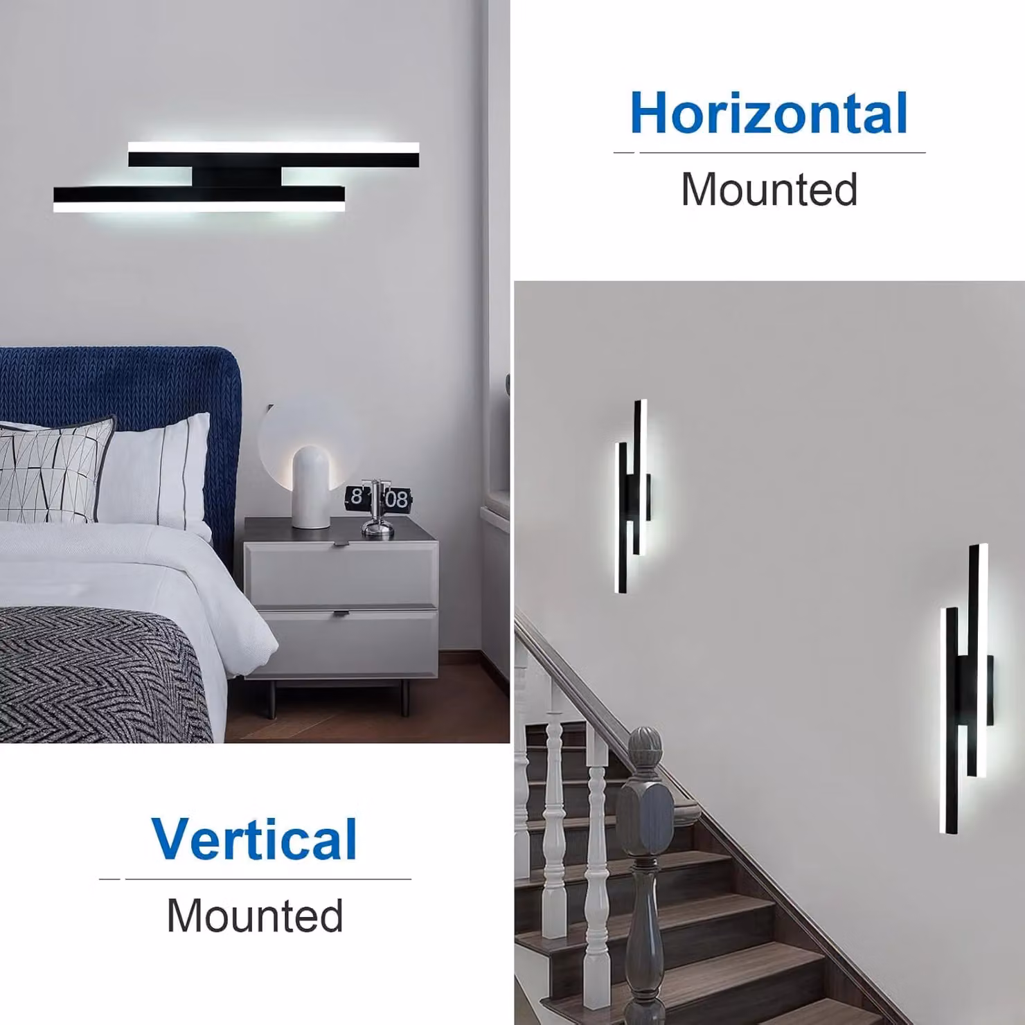 COMELY Modern 16W LED Up and Down Wall Light in Black with 6500K Cool White Light – 4