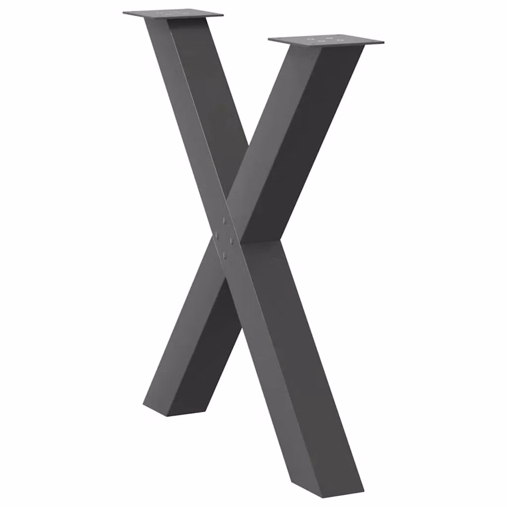 Berkfield Home X-Shaped Dining Table Legs, 3 Piece Steel Set in Anthracite Black, H: 72.5 cm x W: 80 cm – 3