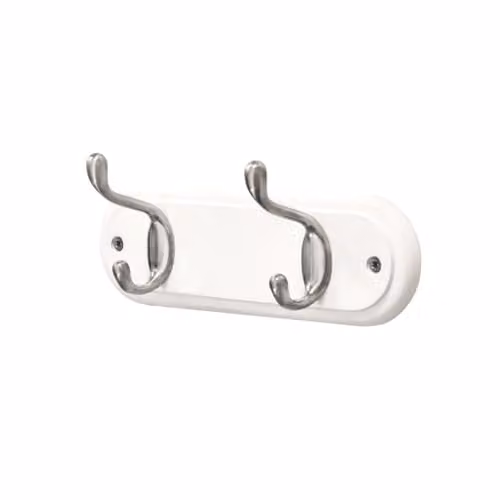 Headbourne Nickel Double Wall Hook in White and Silver