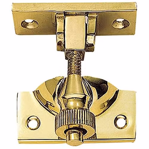Loops Brighton Pattern Sprung Sash Fastener in Polished Brass with 56 x 22mm Fixing Plate