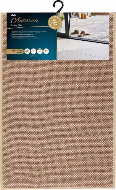 JVL Antarra Machine Washable Non-Slip Doormat, Beige and Brown