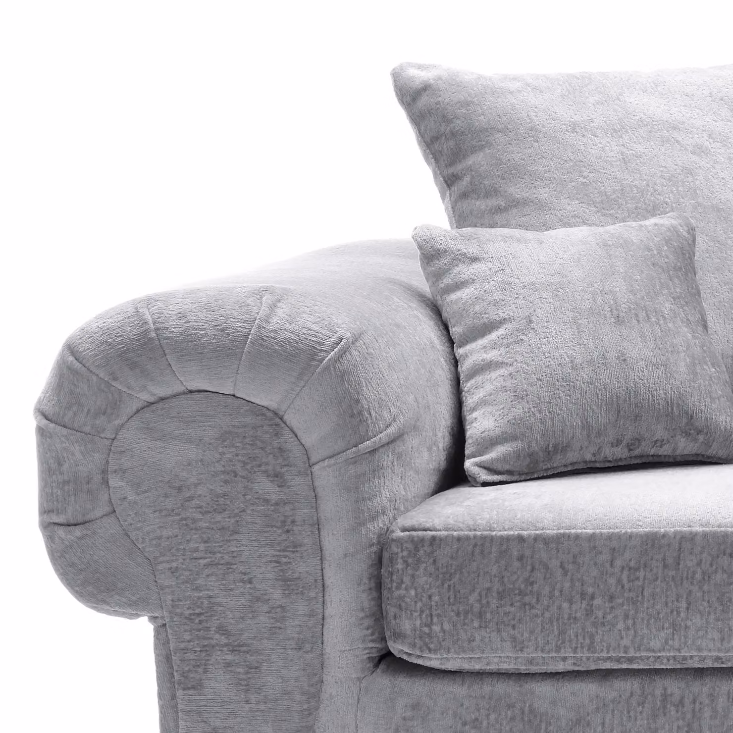 Abakus Direct Verona 3 Seater Sofa in Light Grey Crushed Chenille, W/D/H: 198 x 88 x 80 cm – 3