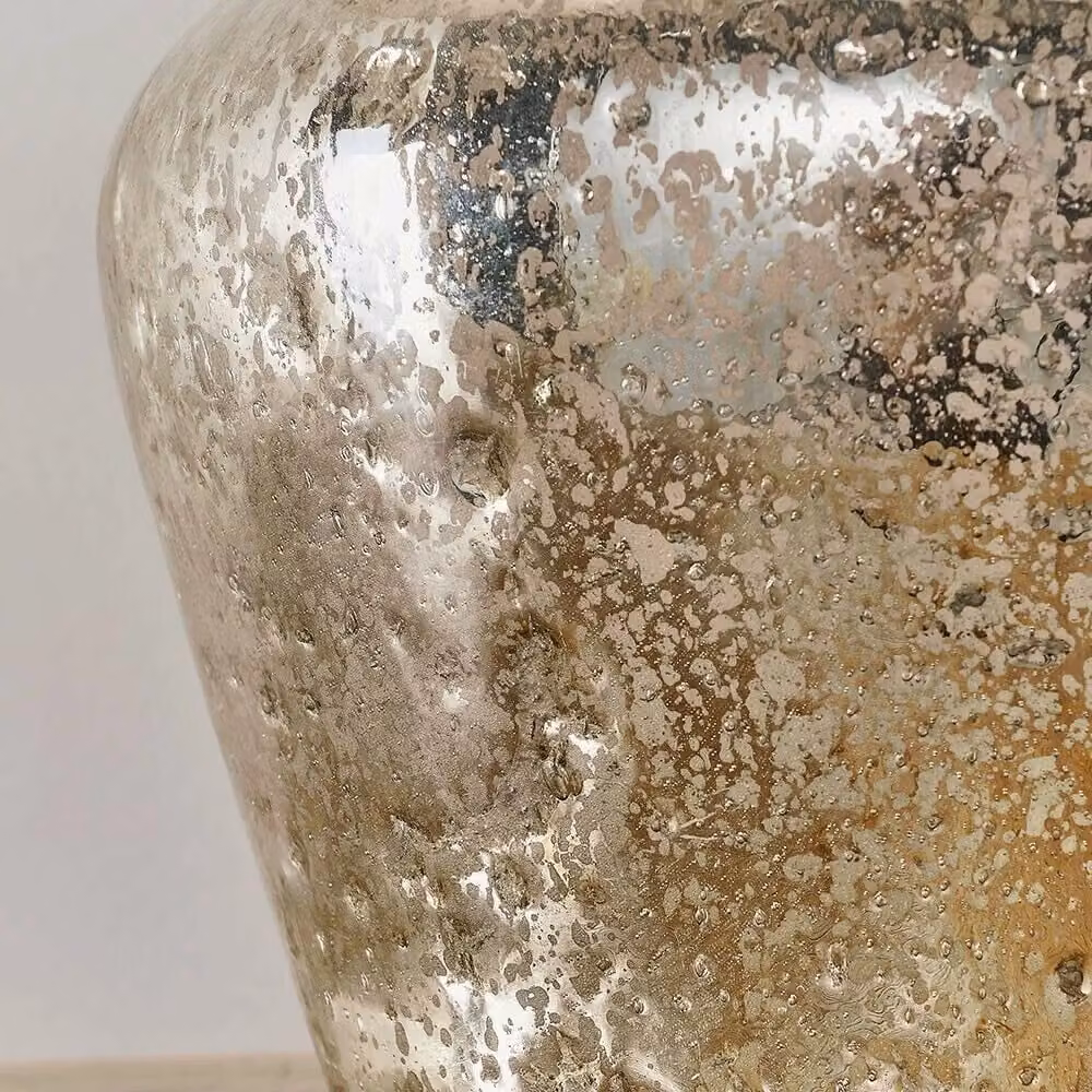 Loops Modern Table Lamp with Hammered Pearl Ombre Glass and White Linen Shade, H: 65.5 cm, W: 41.0 cm, D: 41.0 cm – 2