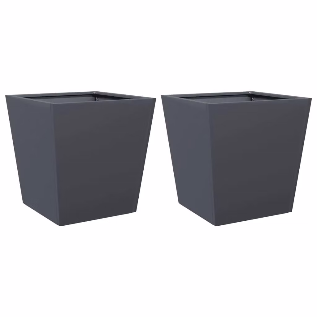 Berkfield Home Garden Steel Planter Tubs, Anthracite and Black, 2 Pack, W/D/H: 40 x 40 x 40 cm – 2