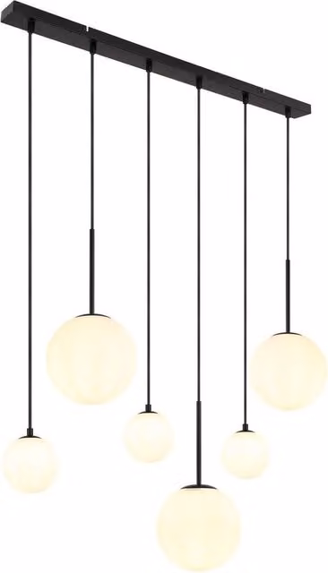 Netlighting Hallie Cluster Pendant Light in Matt Black with Opal Glass Shades, 6x E27