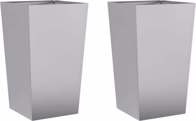 Berkfield Home Garden Galvanised Steel Planter Tubs, Grey, 2 Pack, W/D/H: 45 x 45 x 75 cm