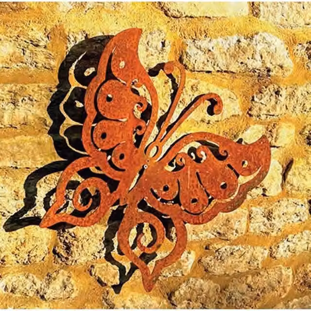 Poppyforge Folded Wings Butterfly Small Metal Garden Wall Art in Copper, W: 20.3 cm, H: 19.1 cm – 1