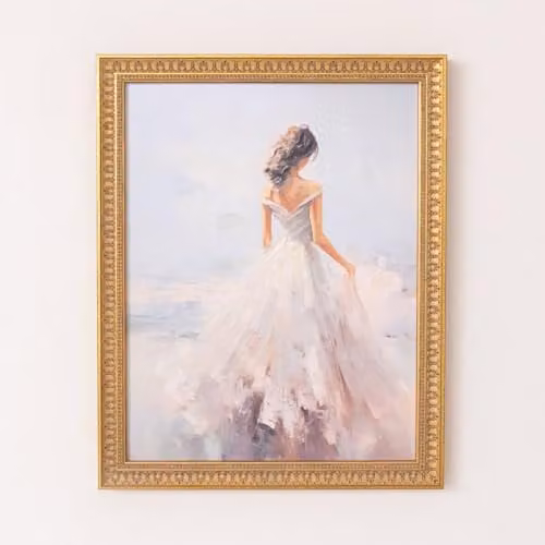 Melody Maison Vintage Floral Botanical Wall Print in Pink, White and Gold, W: 40 cm, H: 50 cm