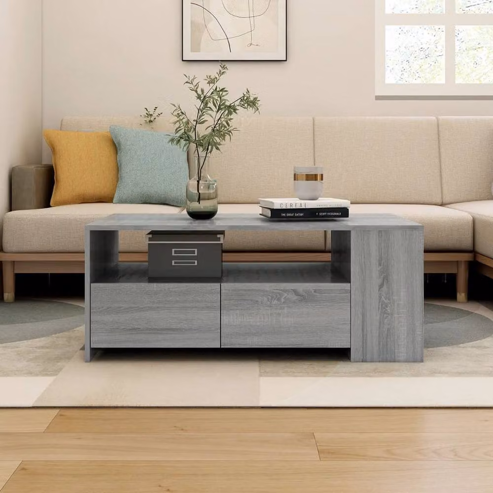 Berkfield Home Modern Grey Sonoma Coffee Table, W/D/H: 102 x 55 x 42 cm – 2