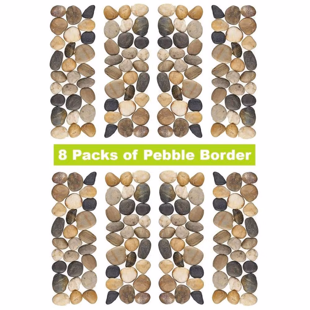 FLAVORA 8 Pack Woodside Pebble Strip Multicolour Decorative Garden Stones with Wire Mesh, Coverage: 0.6m2 – 4