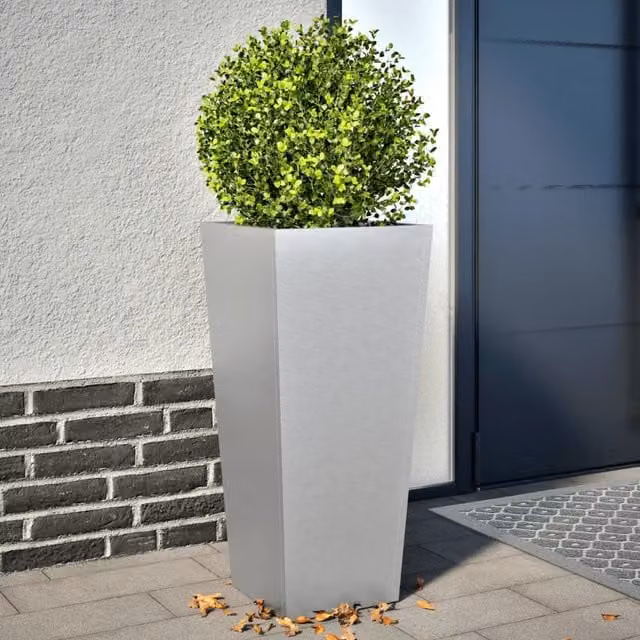 Berkfield Home Garden Galvanised Steel Planter Tubs, Grey, 2 Pack, W/D/H: 35 x 35 x 75 cm – 1