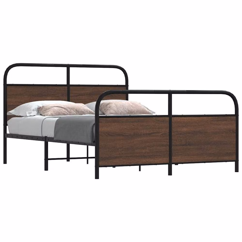 Berkfield Home Small Double Bed Frame in Brown Oak, W/D/H: 120 x 200 cm – 2