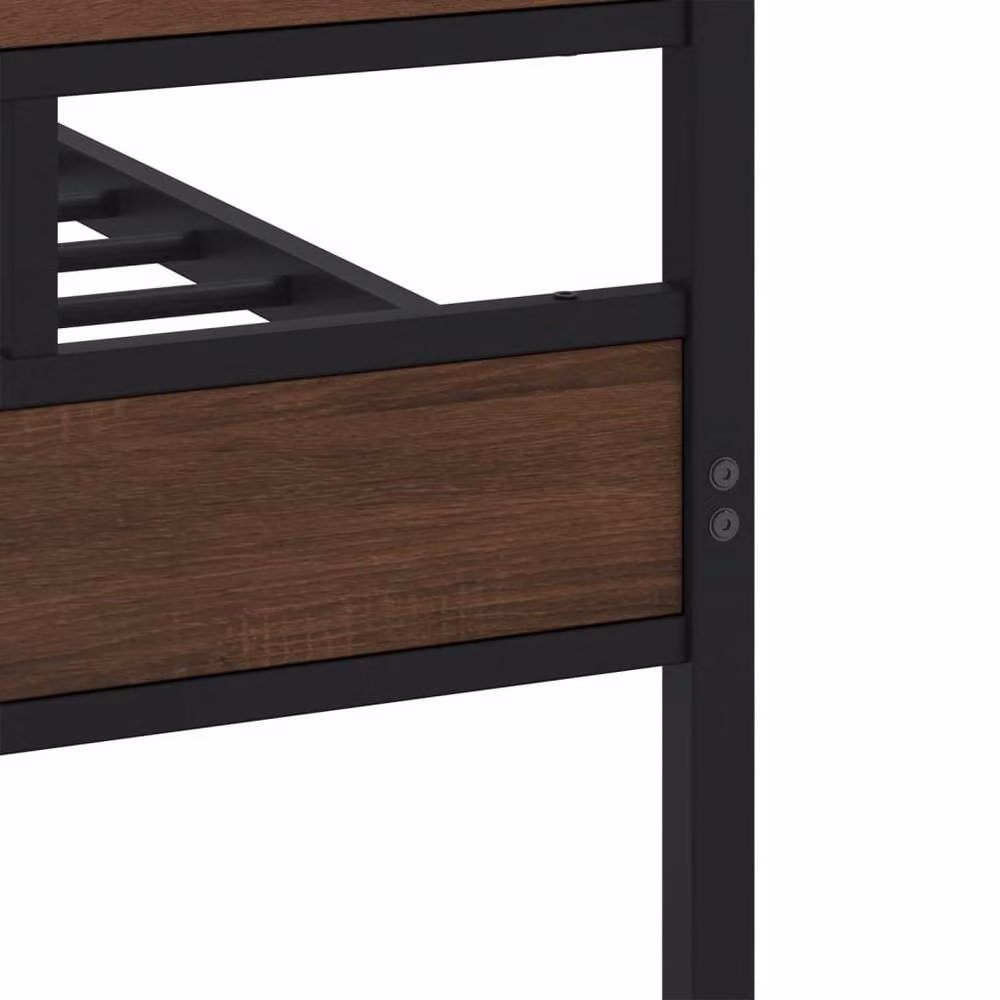 Berkfield Home Metal and Wood Bed Frame in Brown Oak, W/D/H: 180 x 91.5 x 207 cm, Super King – 4