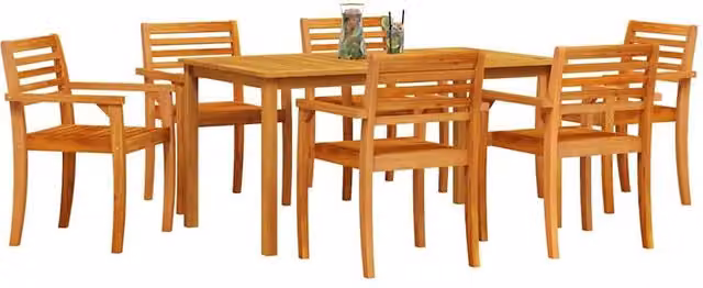 Berkfield Home Rustic 7 Piece Garden Dining Set in Brown Solid Oiled Acacia Wood