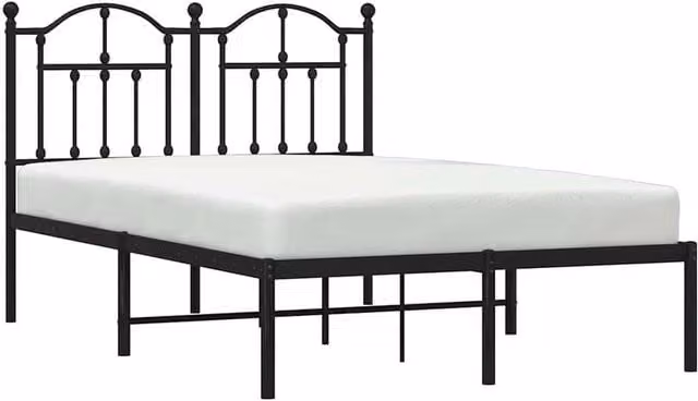 Berkfield Home Metal Bed Frame with Headboard in Black, Small Double 120 x 190 cm