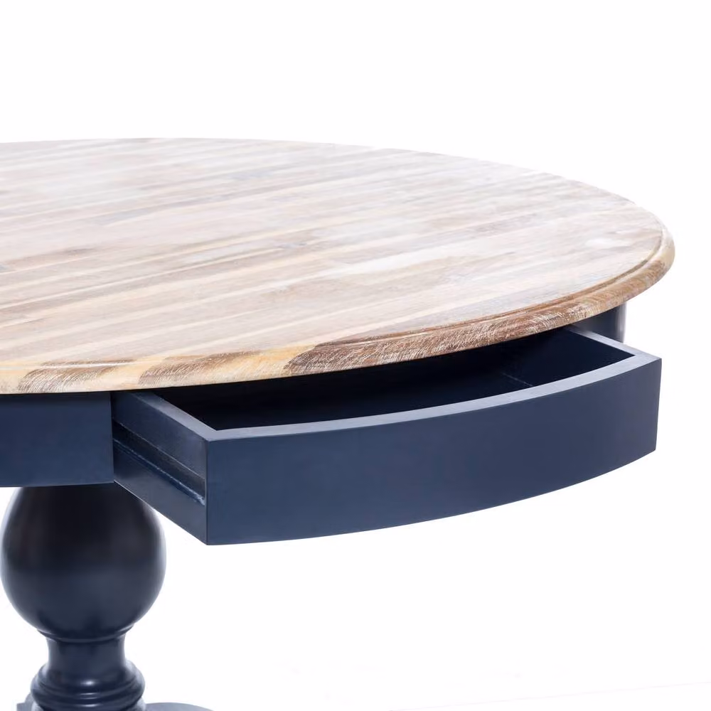 Statement Furniture Florence Round Pedestal Dining Table in Blue, Diameter: 120 cm, Height: 78 cm – 3