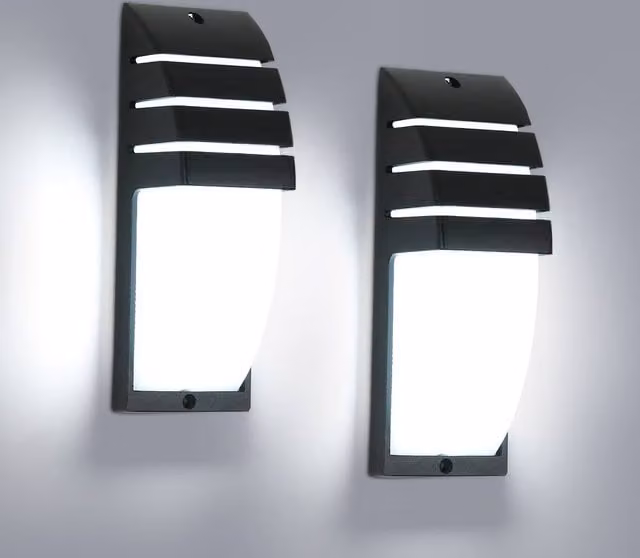 Pheashine 2-Pack LED Outdoor Wall Lights, 12W 6500K Cool White, Black Aluminium Up and Down Exterior Fixtures