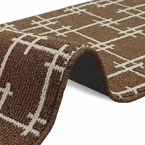 JVL Vector Machine Washable Latex Backed Runner Doormat, Brown, W/D/H: 57 x 150 cm – 6