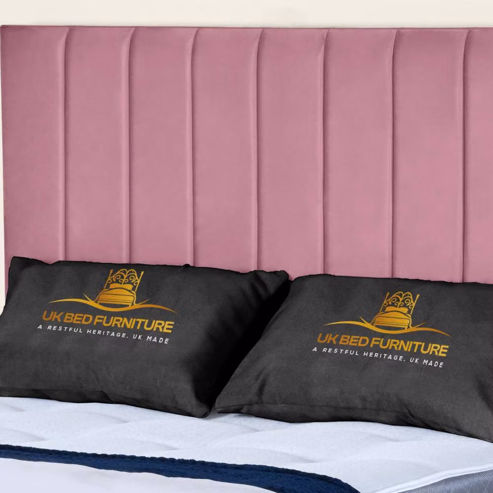 UK Bed Furniture Milano Pink Velvet Upholstered Gas Lift Ottoman Storage Bed with 48 Inch Headboard, Size: 180 x 200 cm – 2