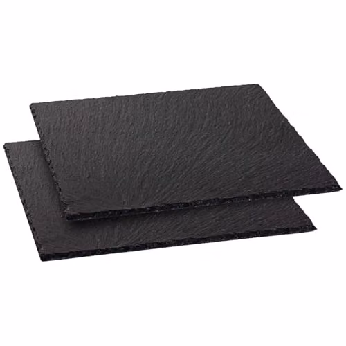Argon Tableware Square Slate Serving Platters, Pack of 2, Black or Grey, 33 cm