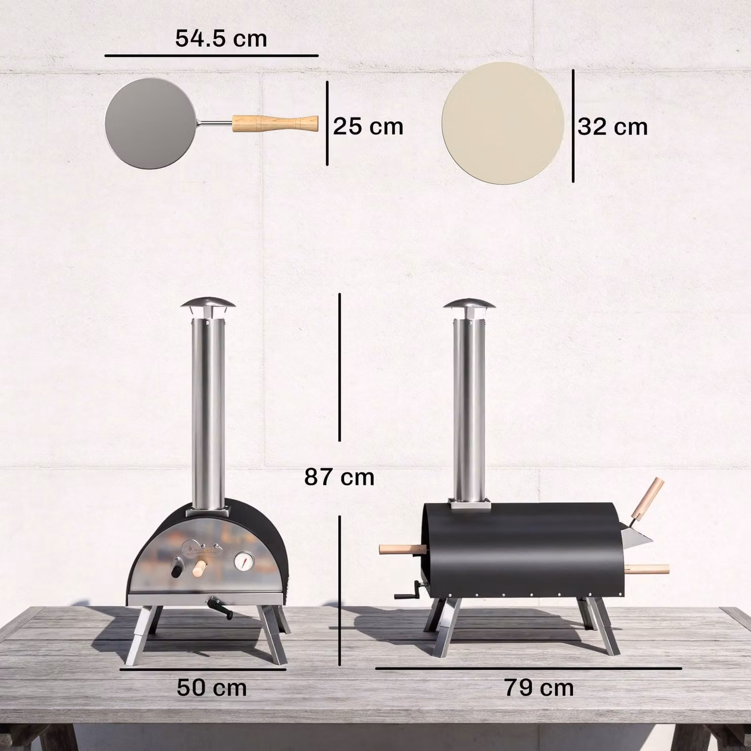 Outsunny Portable Pellet Wood Fired Outdoor Pizza Oven with 12 inch Rotating Stone, Stainless Steel Construction and Thermometer – 3