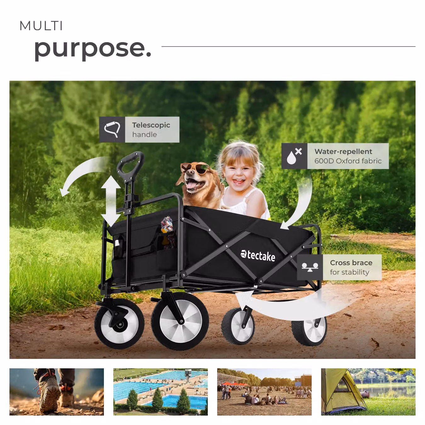tectake Garden Trolley Leon in Black Steel – 6
