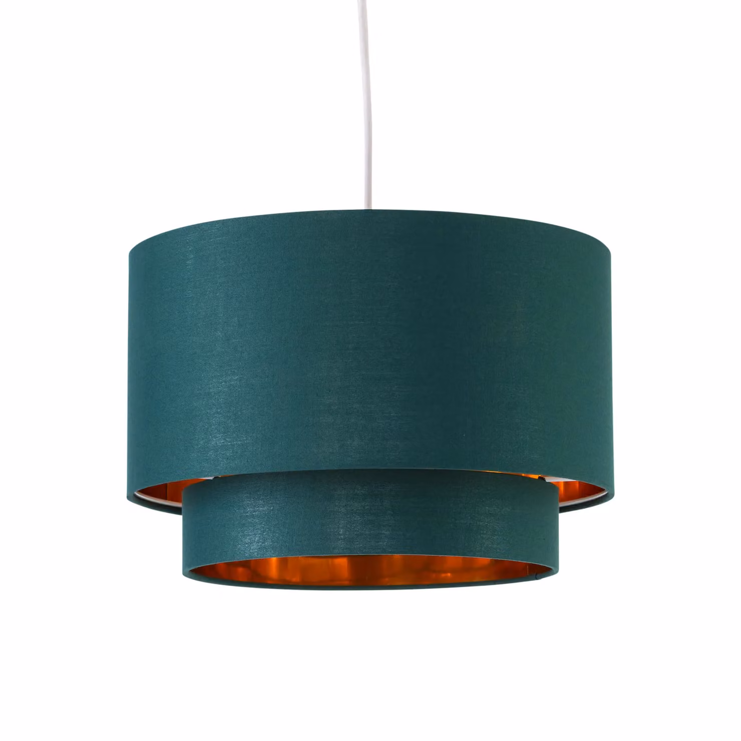 First Choice Lighting Kozy Set of 2 Cylinder Pendant Shades in Green and Gold, Diameter: 30 cm – 2