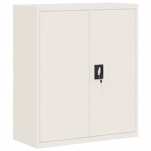 vidaXL Metal File Cabinet in White with Lock and Adjustable Shelves, W/D/H: 90 x 40 x 105 cm