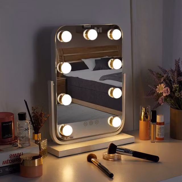 Livingandhome Hollywood Style LED Makeup Mirror in White