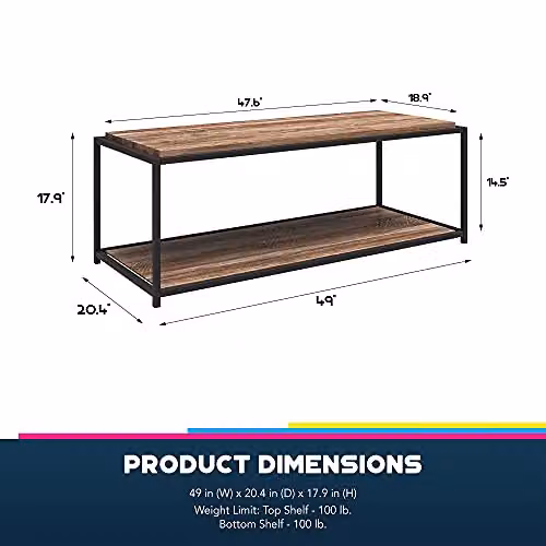 DHP Furniture Quincy Modern Rectangular Coffee Table in Brown Oak Finish – 5