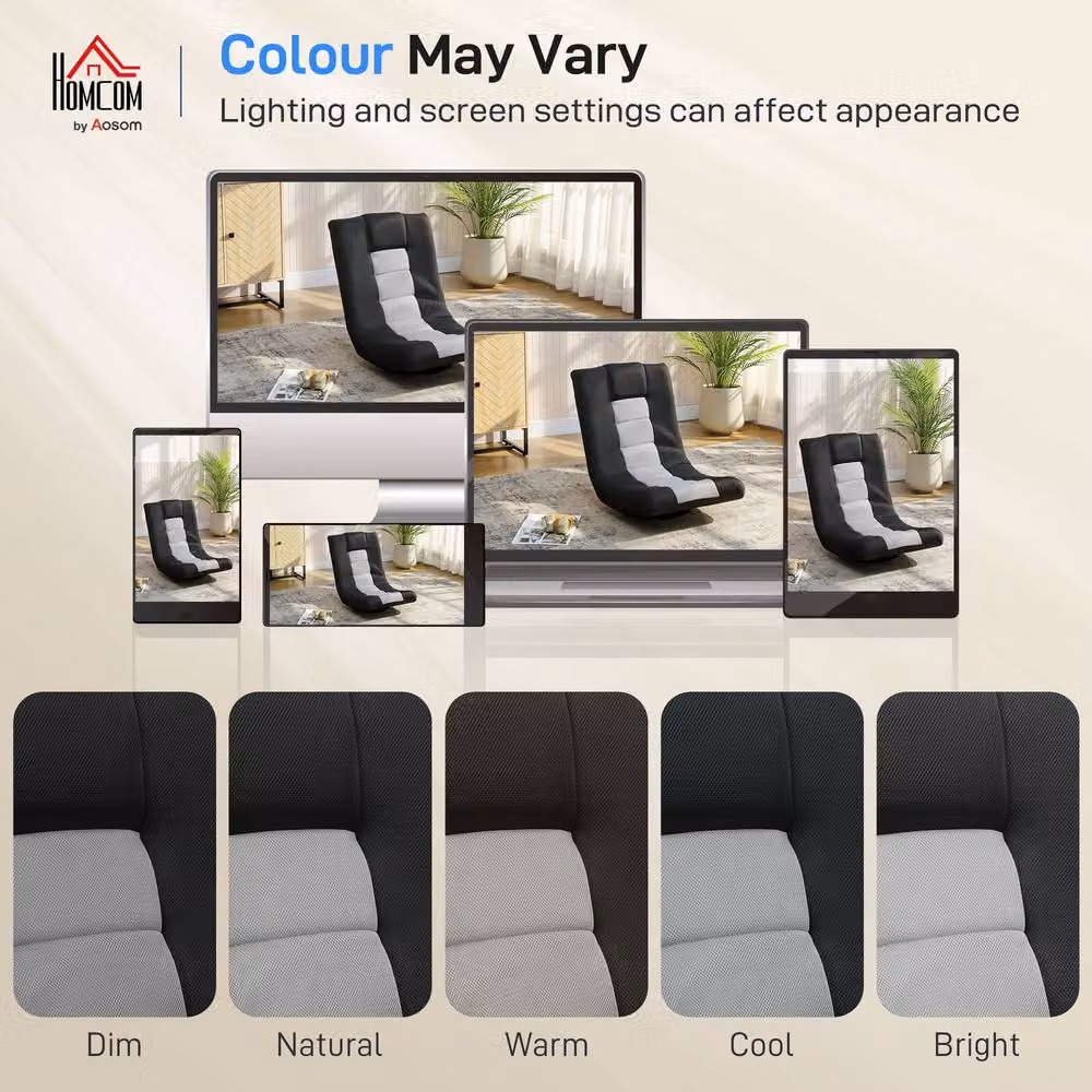 STILVORA Modern Floor Chair with 360 Degree Swivel Base and Adjustable Backrest in Black Fabric – 10