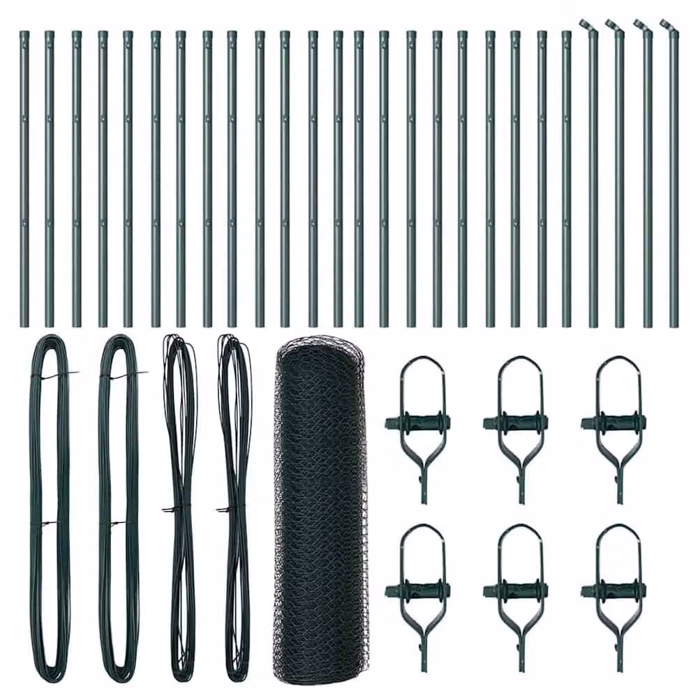 Berkfield Home Green Powder-Coated Steel Hexagon Fence, W: 0.5 m, L: 50 m – 3