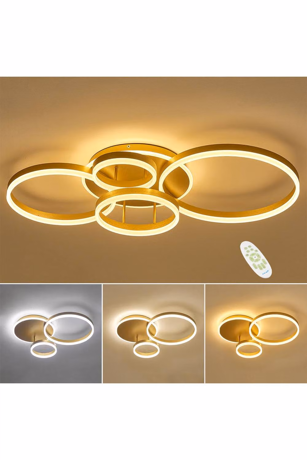 Garden Sanctuary Classic Golden Loops Energy Efficient LED Ceiling Light in Gold/Brass – 2
