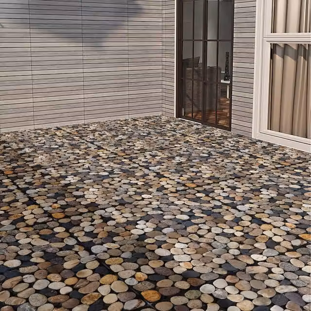 Livingandhome Set of 6 Nature Stone Interlocking Deck Tiles in Brown and Multicolour