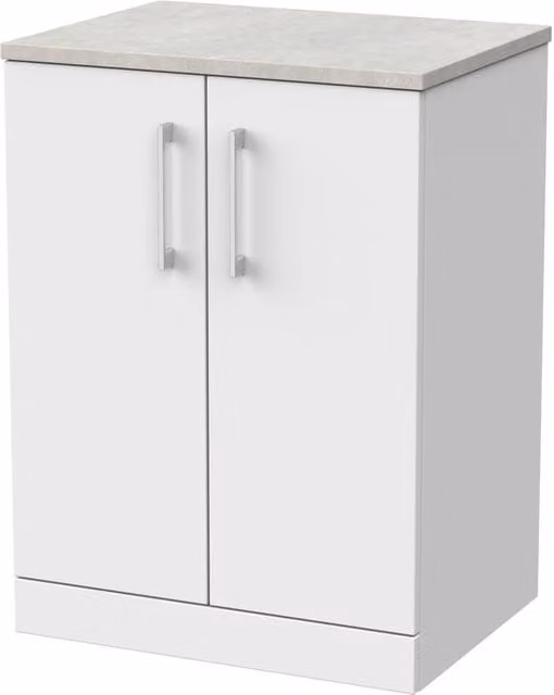 Balterley Pershall 2 Door Bathroom Vanity with White Sparkle Top, Matt White, Width: 60 cm