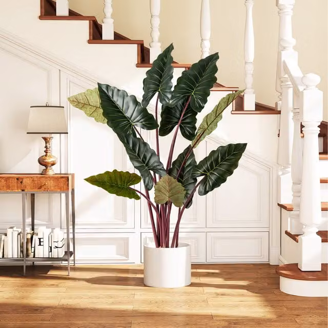 COSTWAY Artificial Rainbow Taro Tabletop Tree in Green