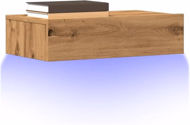 Berkfield Home Artisan Oak TV Cabinet with LED Lights, Brown, W: 60 cm, D: 35 cm, H: 15.5 cm