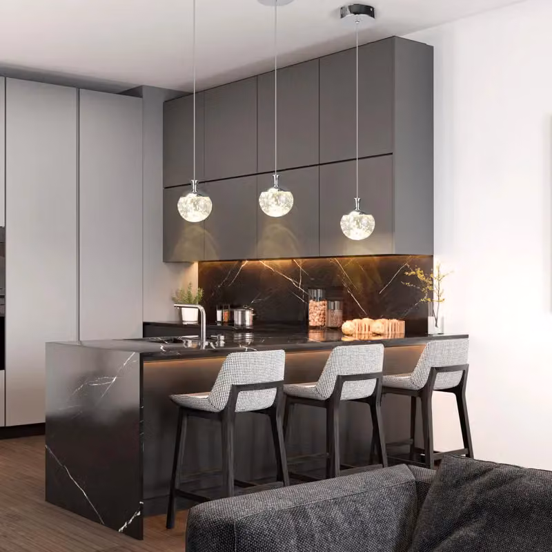 Garwarm 1 LED Single Pendant Light in Chrome with Transparent Glass Sphere – 4