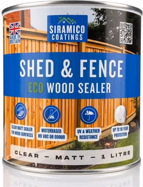 Siramico Coatings Shed and Fence Clear Wood Sealer and Protector with ECO Resin Technology, 5 Litres