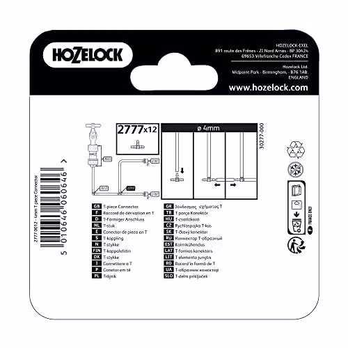 Hozelock T-Piece 4mm Connectors, Pack of 12, Yellow – 2