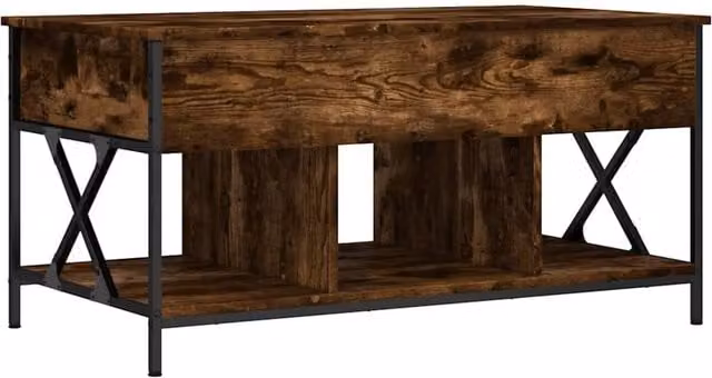 Berkfield Home Smoked Oak Coffee Table in Brown, W/D/H: 100 x 55 x 50 cm