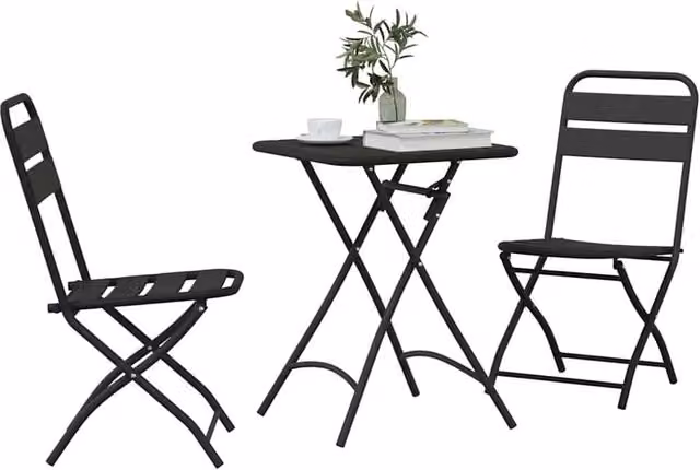 Berkfield Home 3-Piece Folding Bistro Set in Anthracite Steel