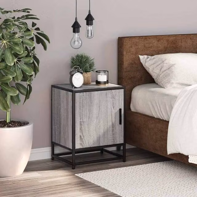 Berkfield Home Elegant Bedside Cabinet in Grey Sonoma, W/D/H: 40 x 31 x 50 cm