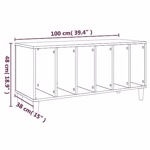 vidaXL Modern Record Cabinet in Smoked Oak, W/D/H: 100 x 38 x 48 cm – 3